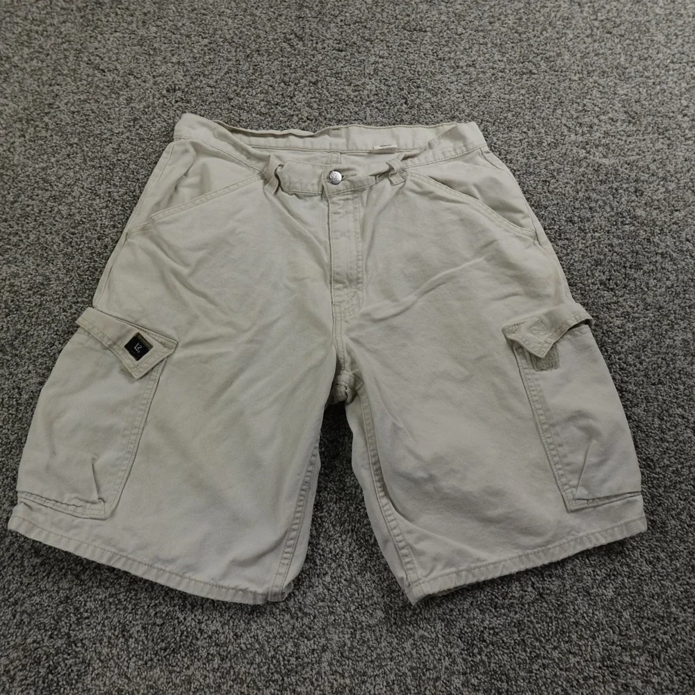 VTG Levis Shorts Mens 32 Beige Cargo Utility L2 Baggy Skater Grunge Hike 90s Y2K